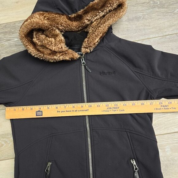 Marmot Furlong Jacket black with brown faux fur winter small - Picture 7 of 10